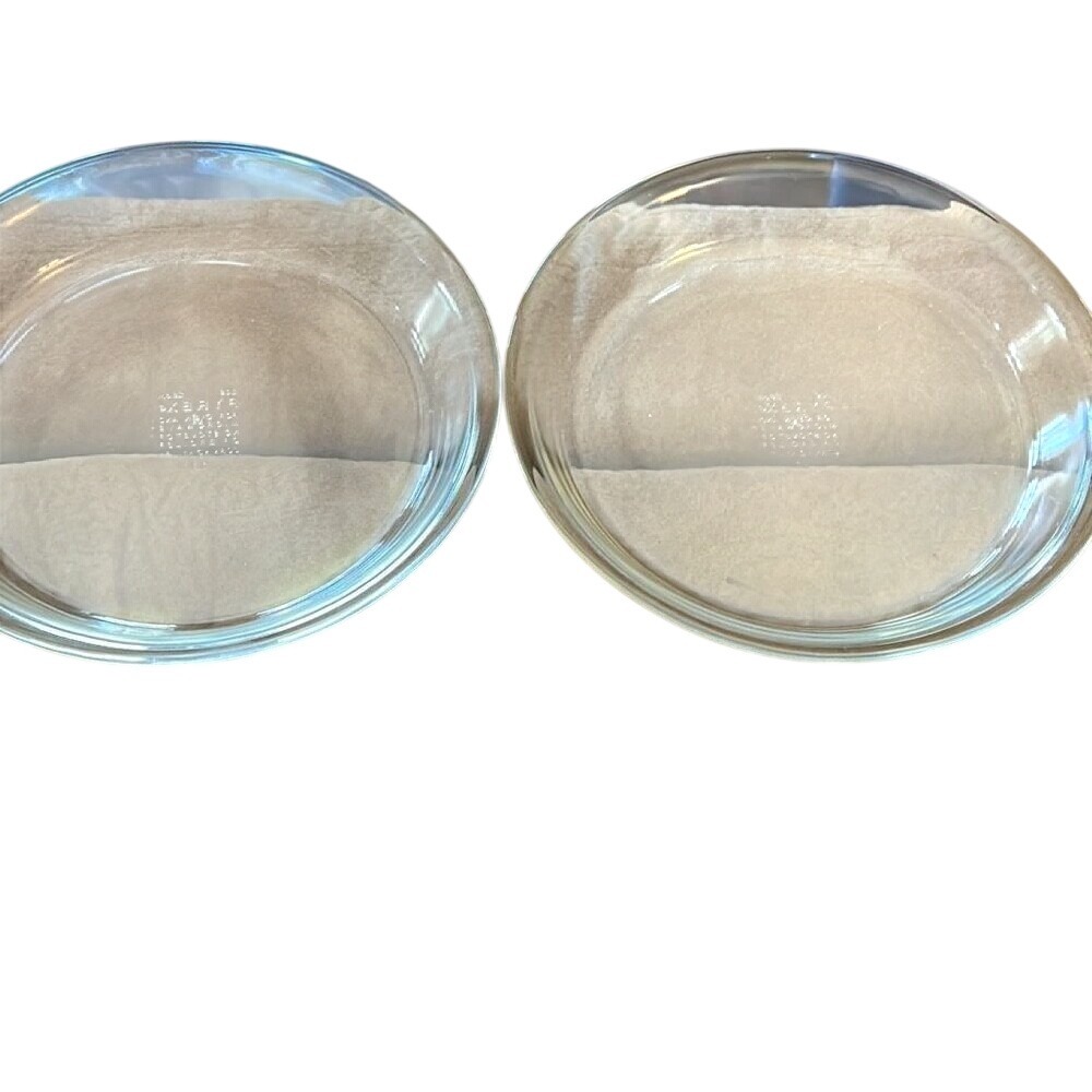 Set of 2 PYREX‎ Clear Glass Pie Plates Baking Dishes 9 Inch